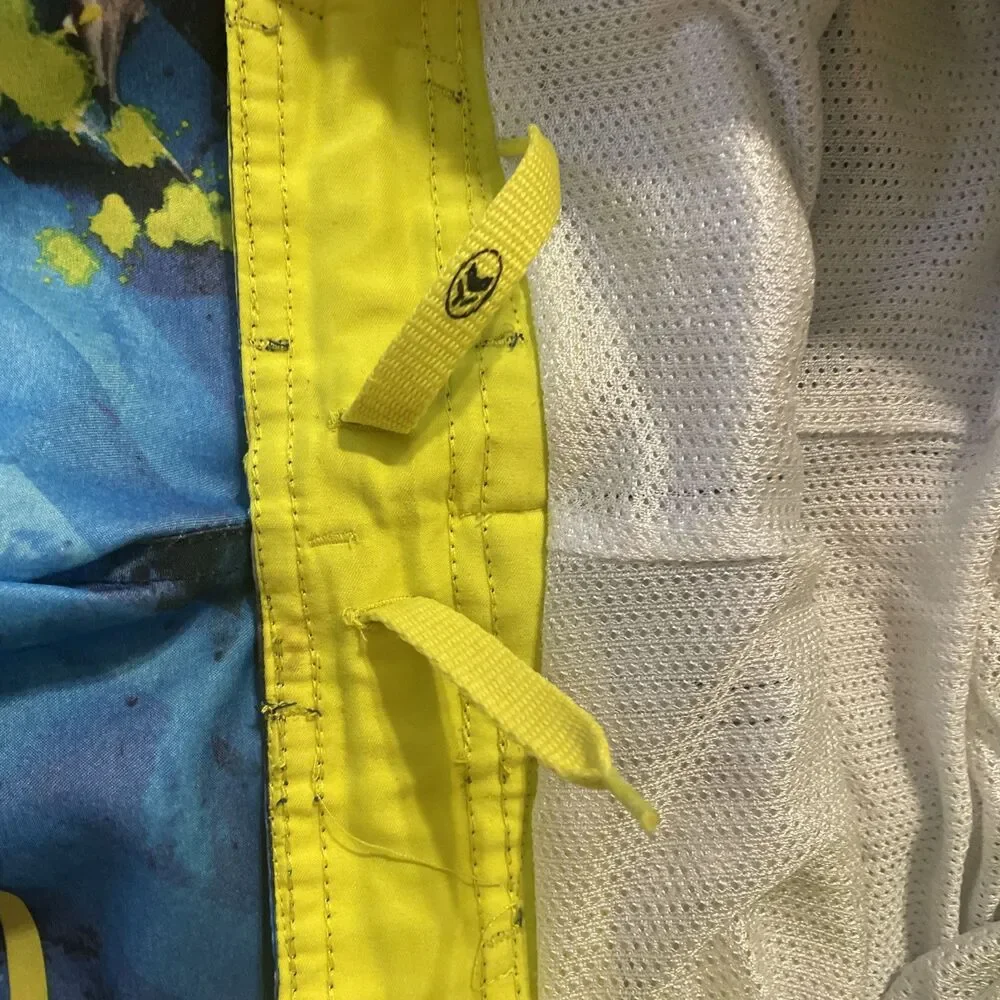 ZeroXposur Boys Swimsuit ‎ L 14/16 Trunks Shorts Blue Yellow Shark Swim